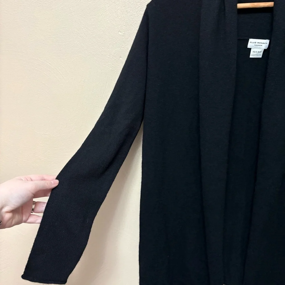 Club Monaco Cristina 100% Cashmere Shawl Lapel Cardigan Sweater Black XS
